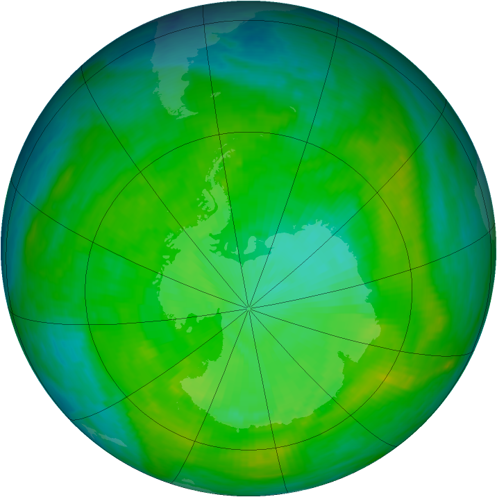Antarctic ozone map for 20 December 1986